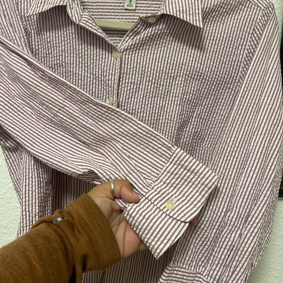 Women’s Medium L.L. Bean Striped Button-Up Shirt - Picture 2 of 4